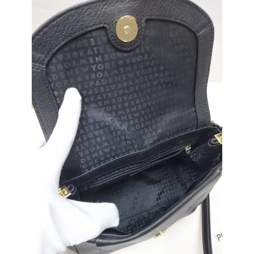 Kate Spade New York Black Leather Flap Closure Crossbody Bag